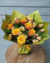 Букет цветов из:  Альстромерии и Розы #REPLACE_PRED# Новодонецкой