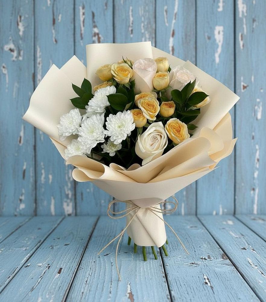 Букет цветов из: Розы и Хризантемы в Новодонецкой