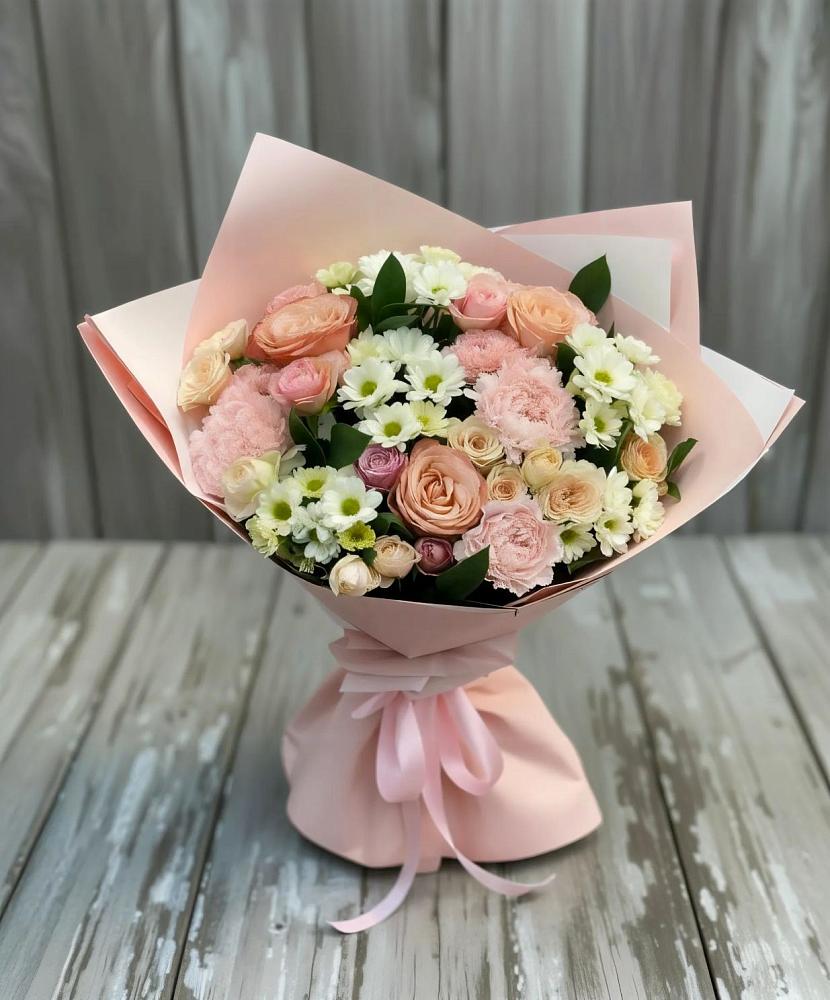 Букет цветов из: Гвоздики, Розы и Хризантемы в Новодонецкой