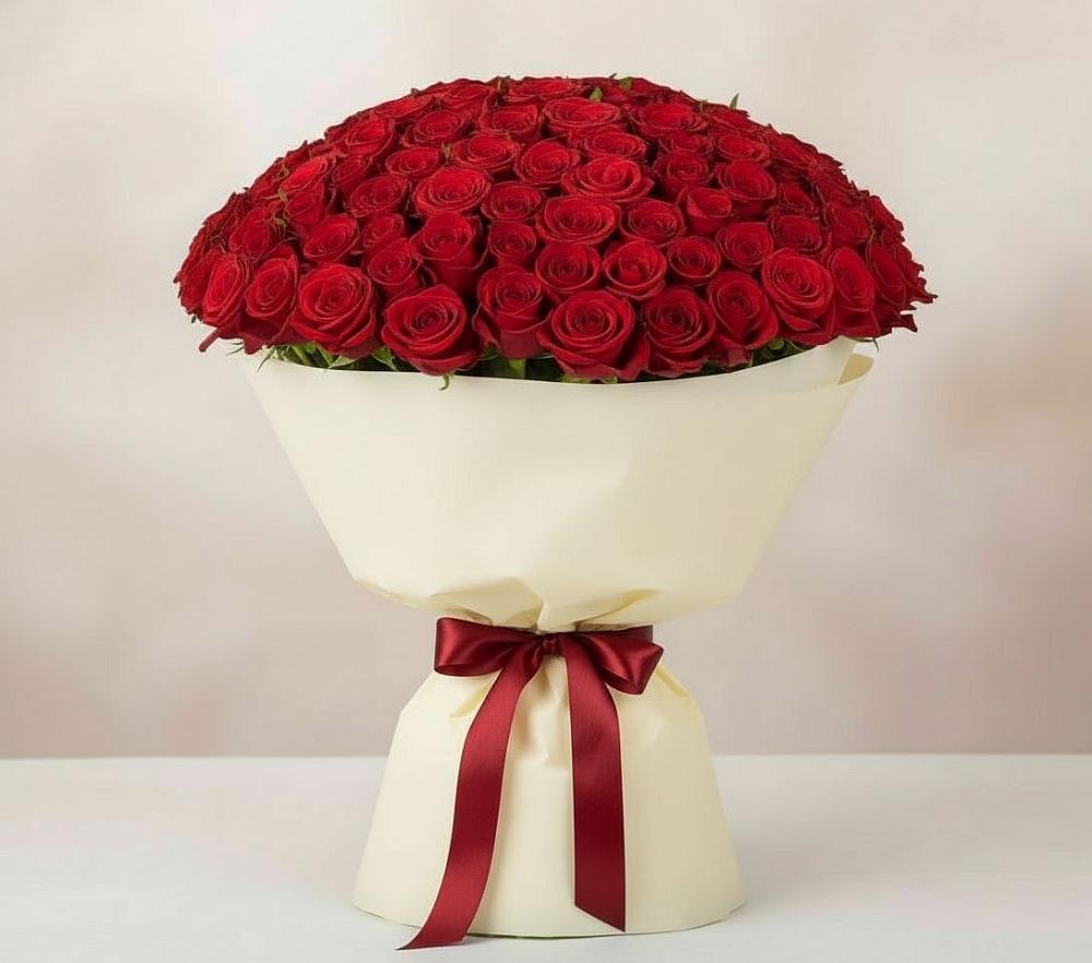 Букет 101 Красная роза Милано в Новодонецкой