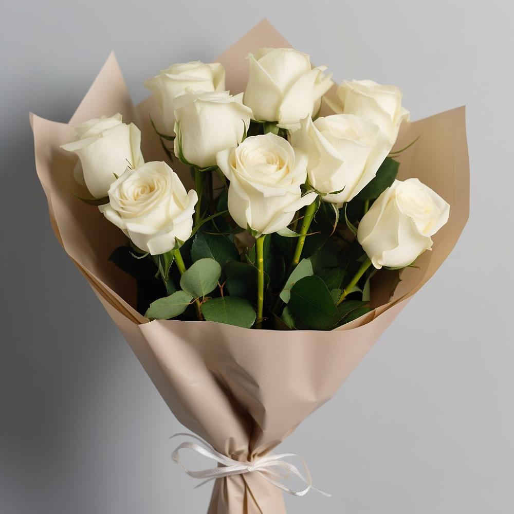 Букет 9 Белых роз Эдлесс Лав в Новодонецкой