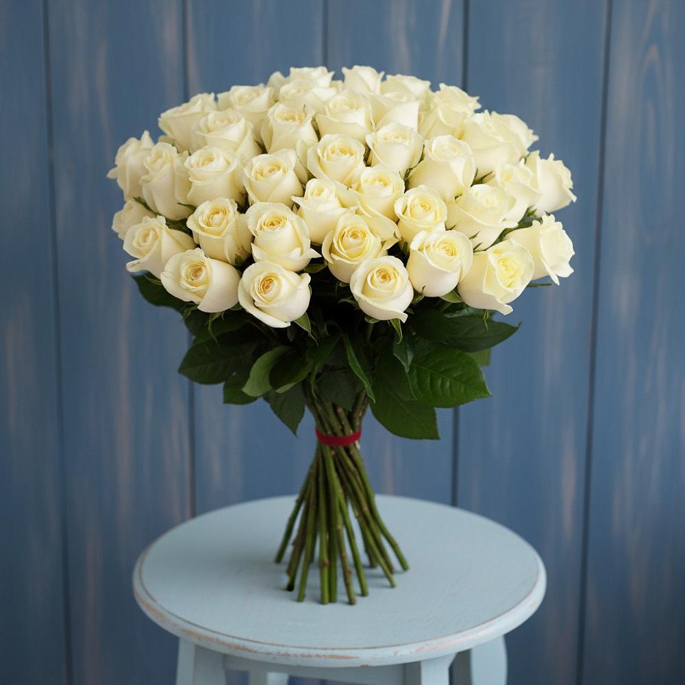 Букет 51 Белая роза Эдлесс Лав в Новодонецкой