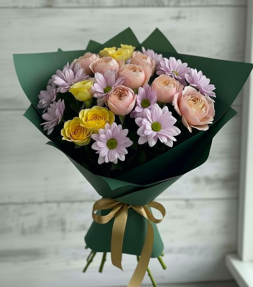 Букет цветов из: Хризантемы и Розы в Новодонецкой