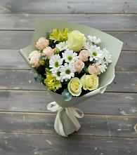 Букет цветов из:  Альстромерии, Розы и Хризантемы #REPLACE_PRED# Новодонецкой