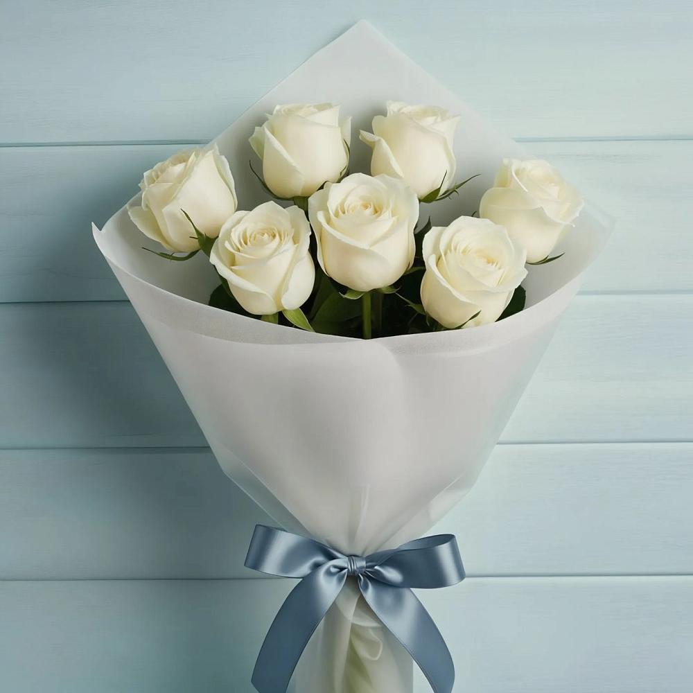 Букет 7 Белых роз Эдлесс Лав в Новодонецкой